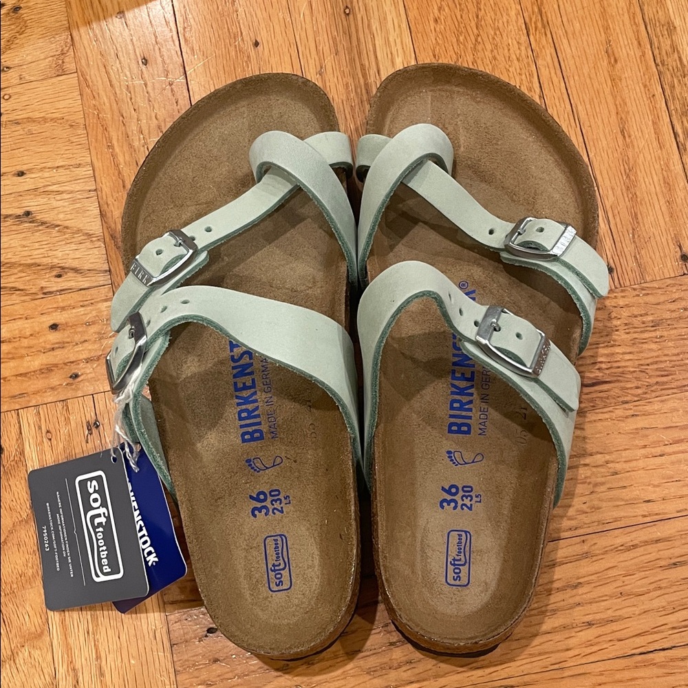 NWT Birkenstock Mayari Soft footbed (Matcha/Nubuck leather) Sandals